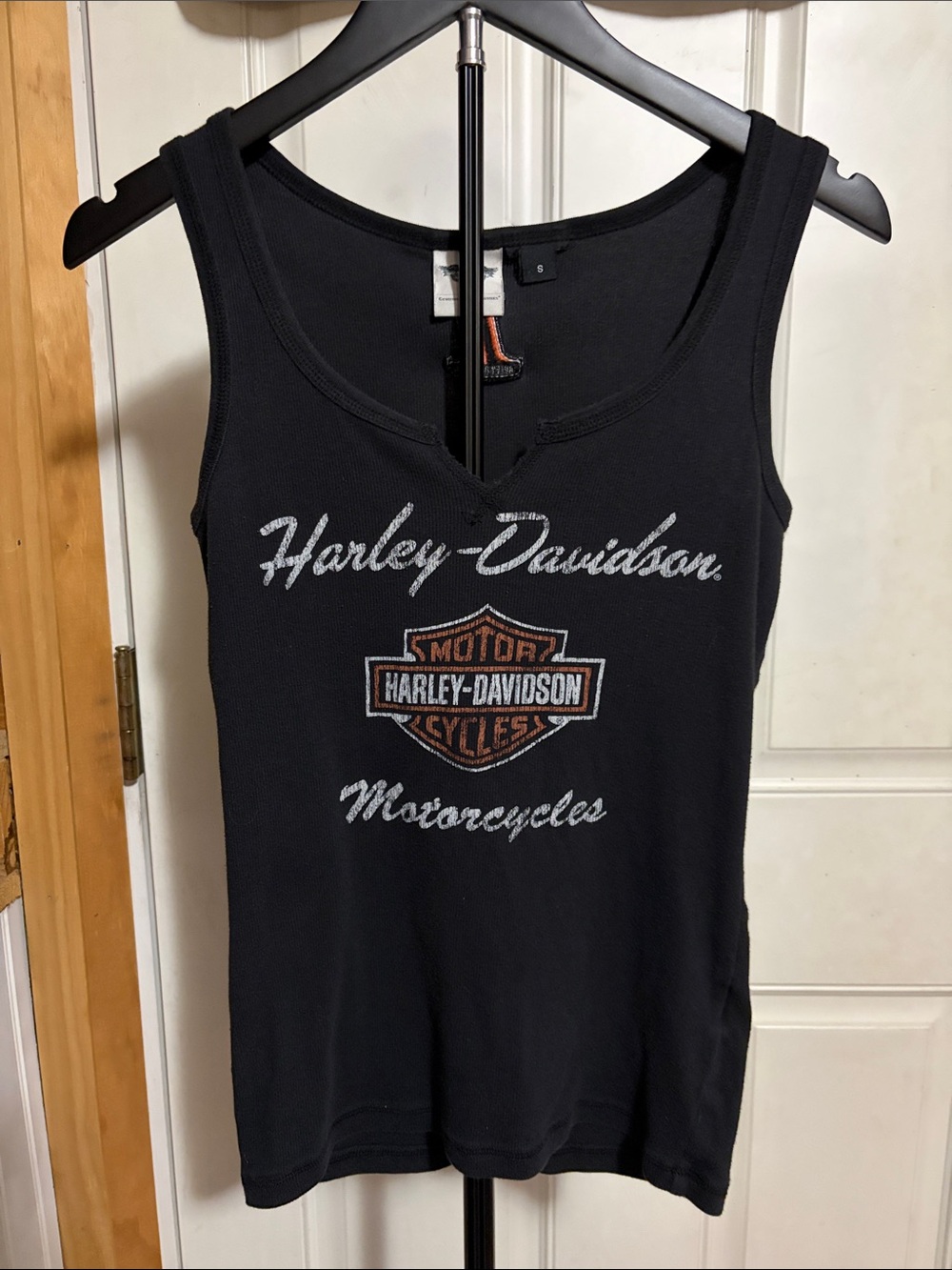 Harley Davidson Black Ribbed Tank Top Classic Logo